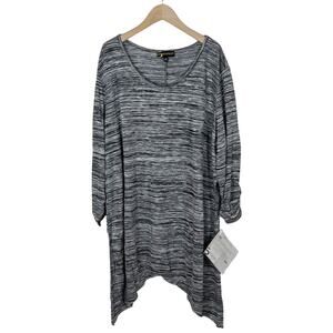 NWT Serena Williams Black and White Space Dye Stripe Tunic Sweater Size 3X